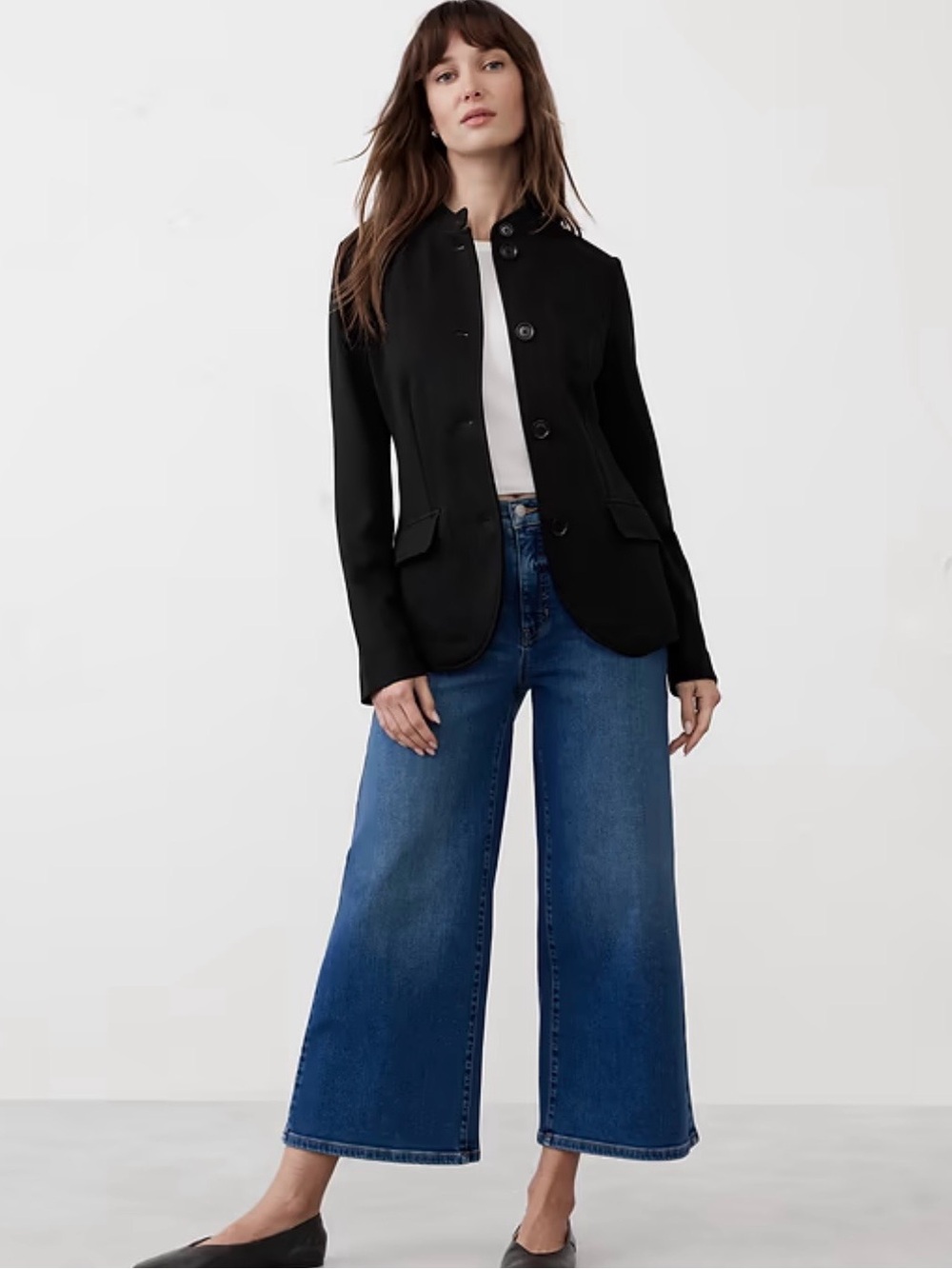 BANANA REPUBLIC Knit Pique Blazer Women's Size M Black Minimalist